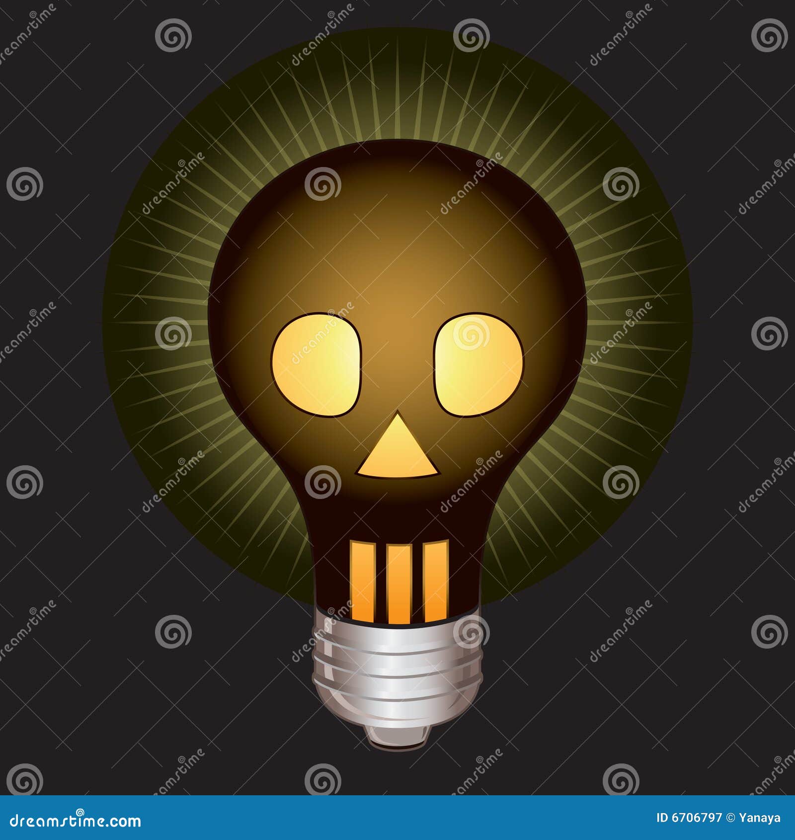 Bright but Dangerous Idea / Halloween Skull Lamp Stock Illustration