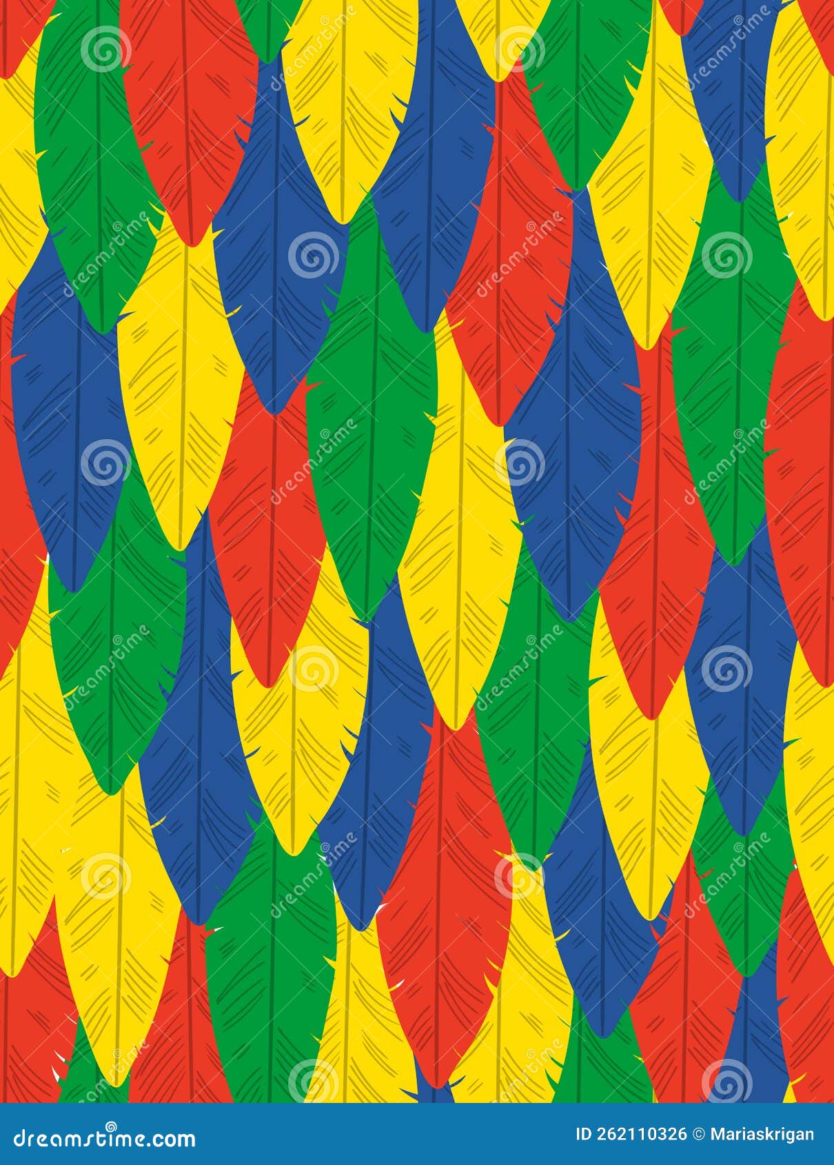 bright exotic feathers seamless pattern, backdrop