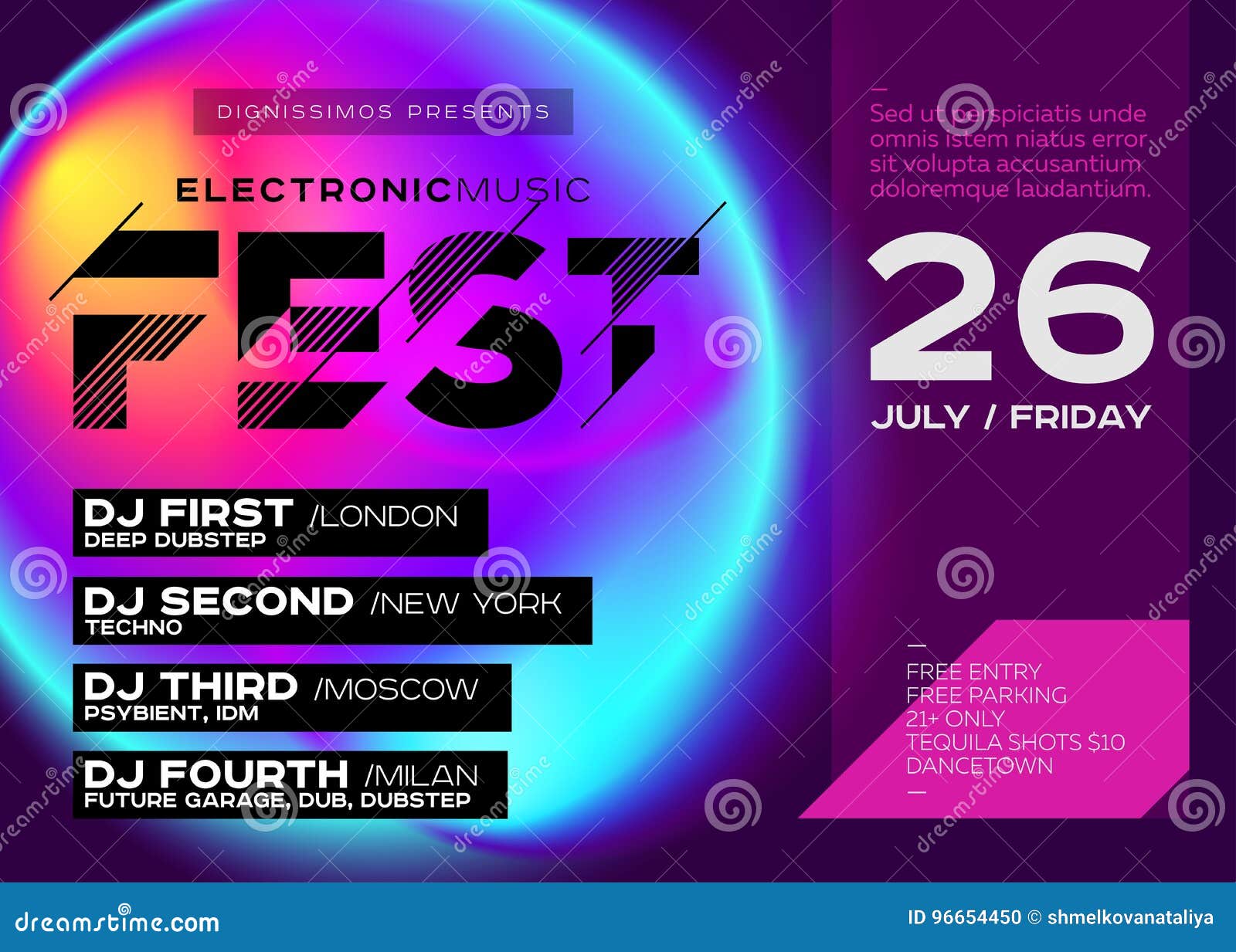 bright festival poster. electronic music cover for summer