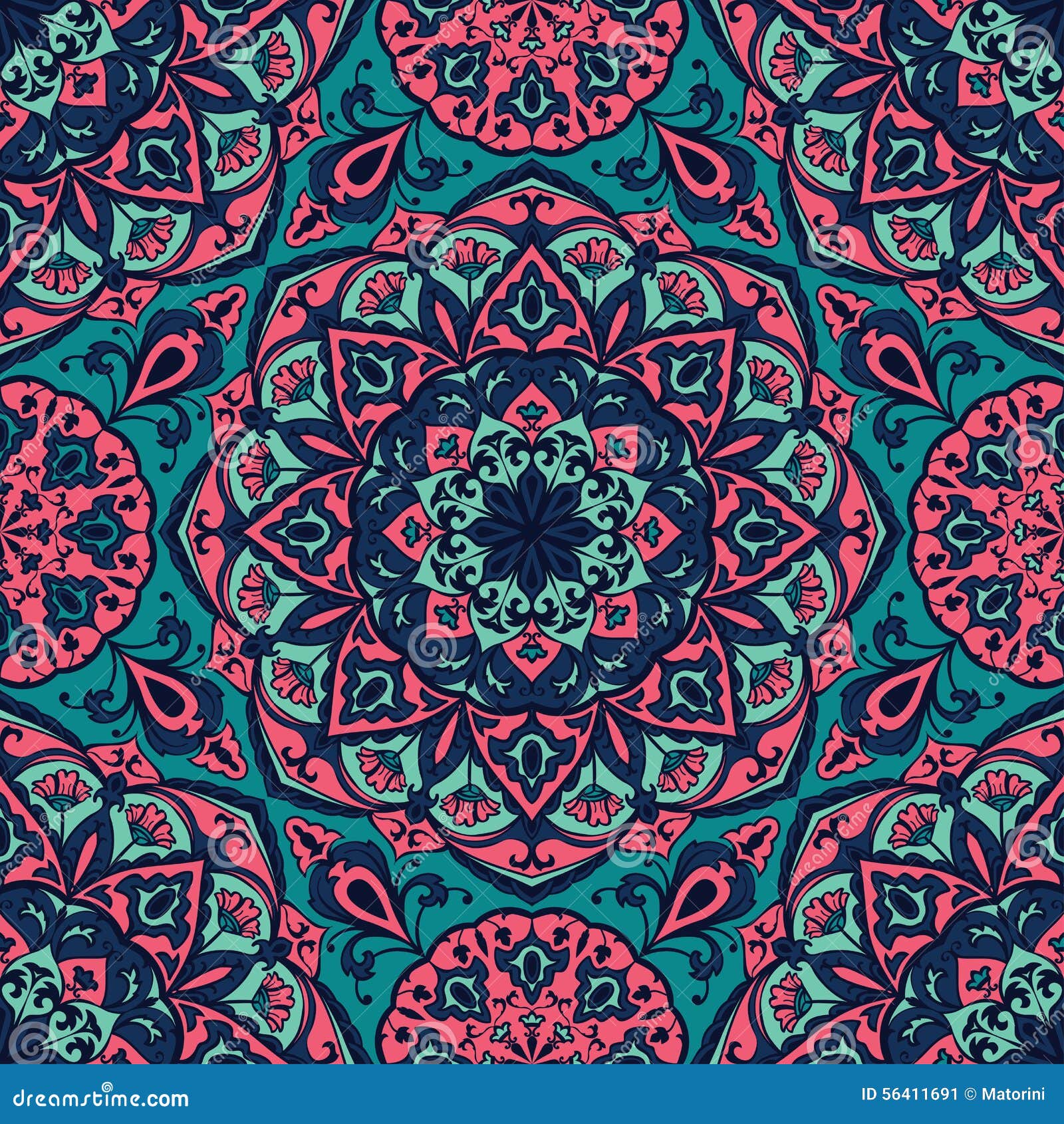 Bright Floral Pattern With Mandalas. Stock Vector ...