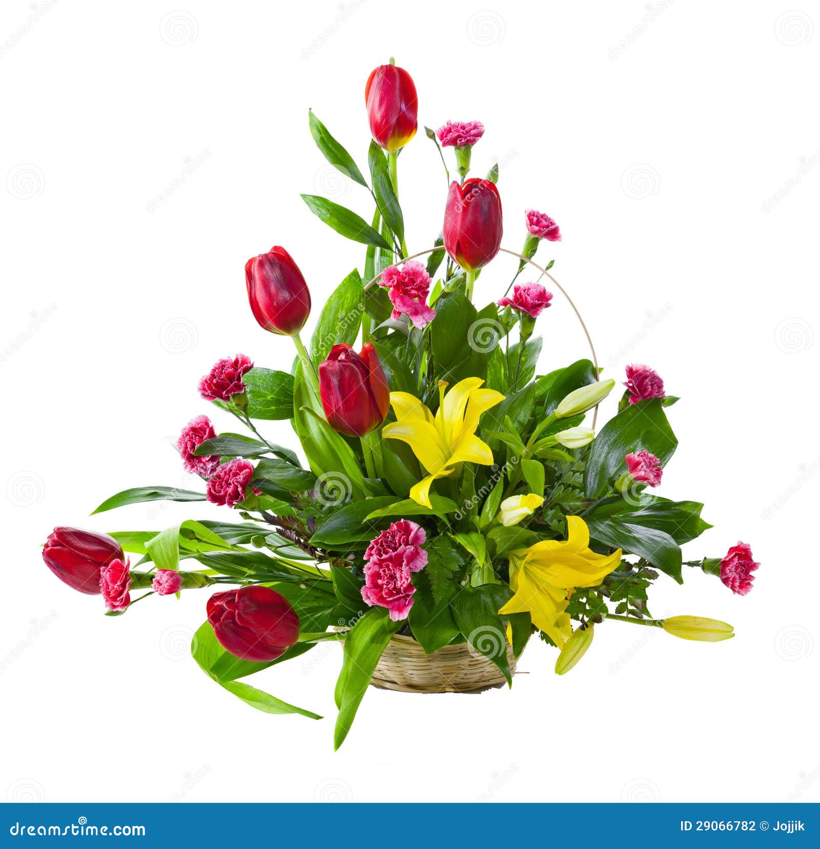 Bright Flower Bouquet In Basket Stock Photography Image 29066782