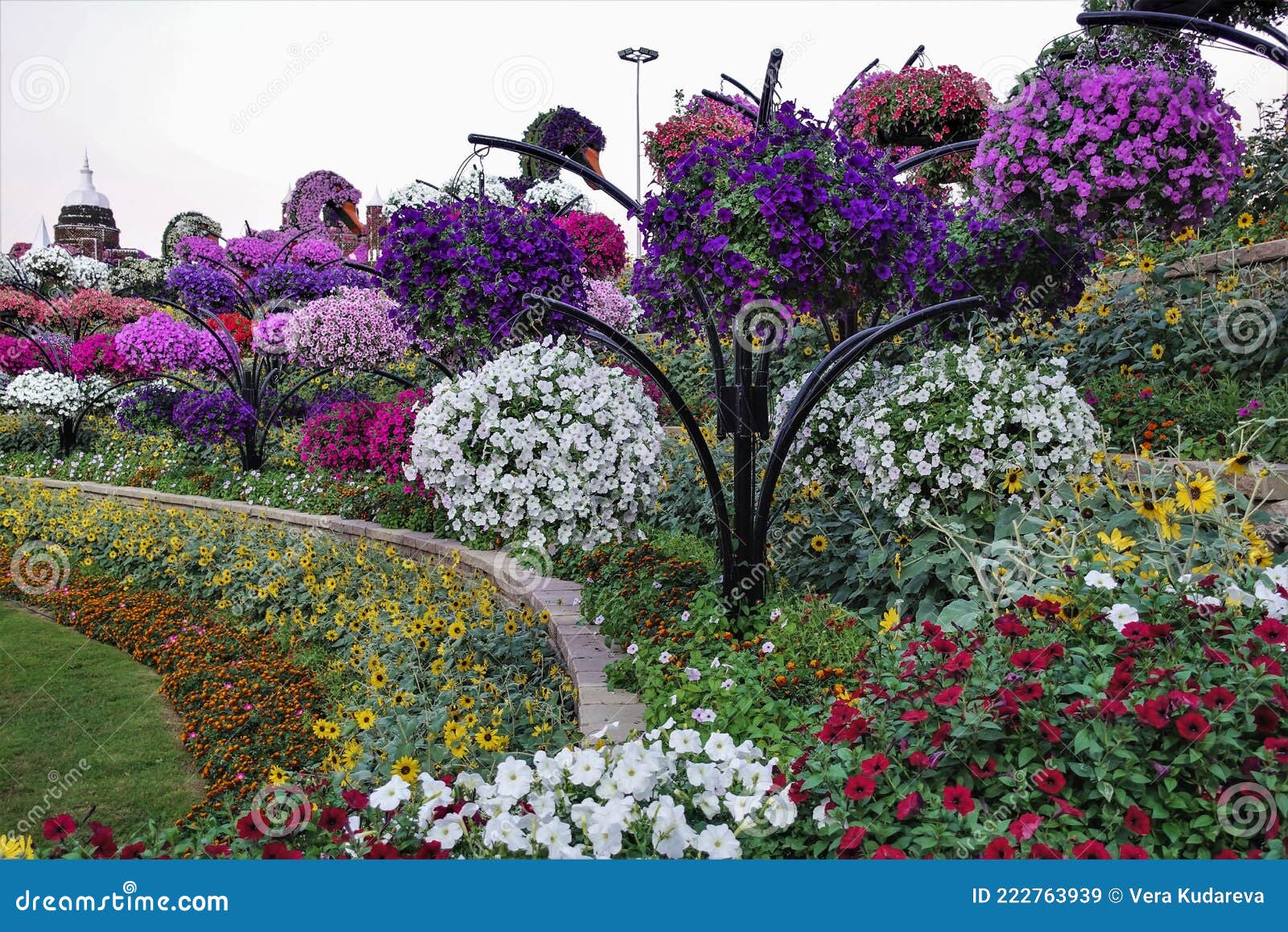 Bright Flowerbed on the Hillside in the Park. Editorial Stock Image ...