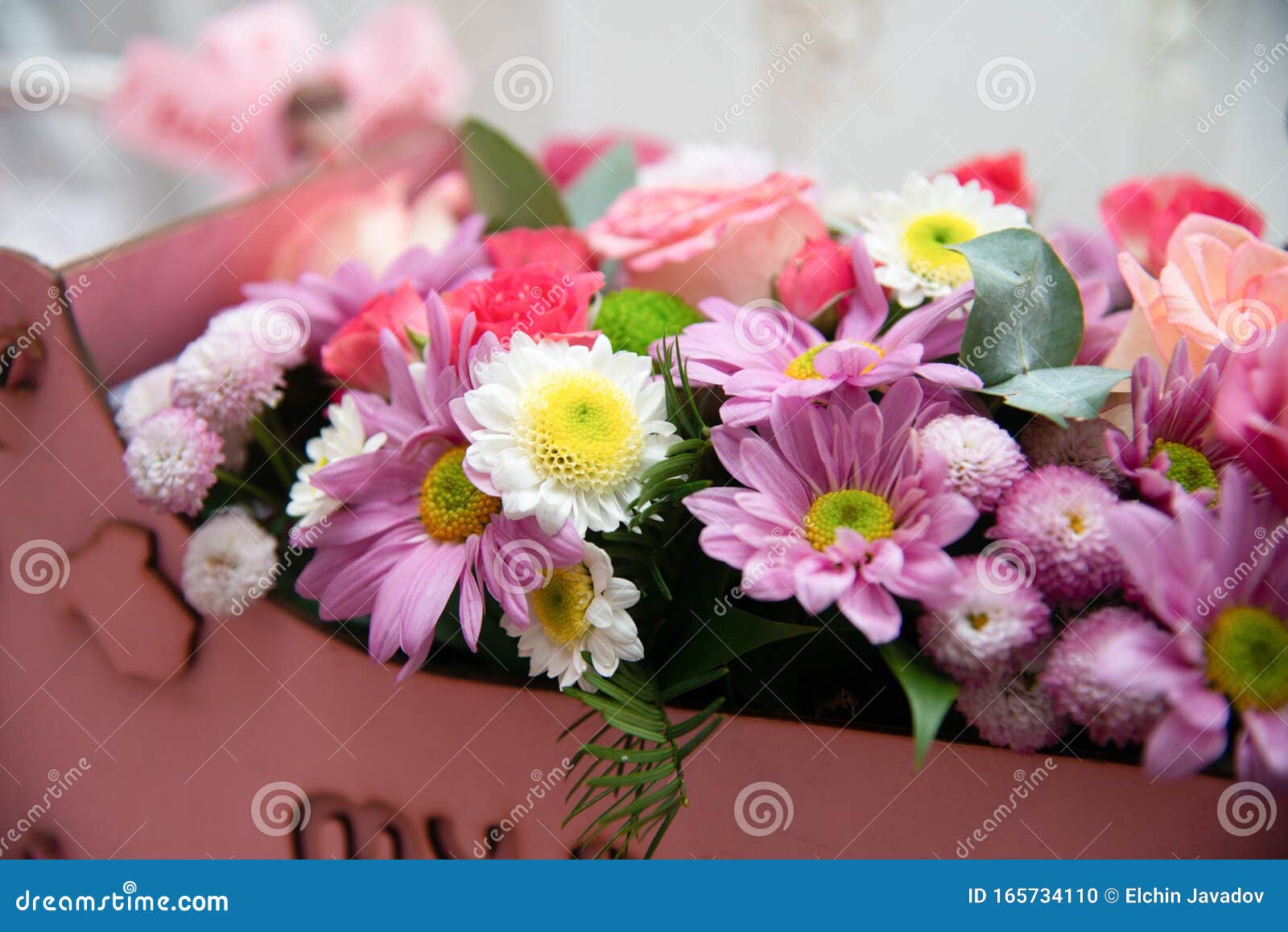 bright flowers bouquet background. beautiful close-up of a flower arrangement