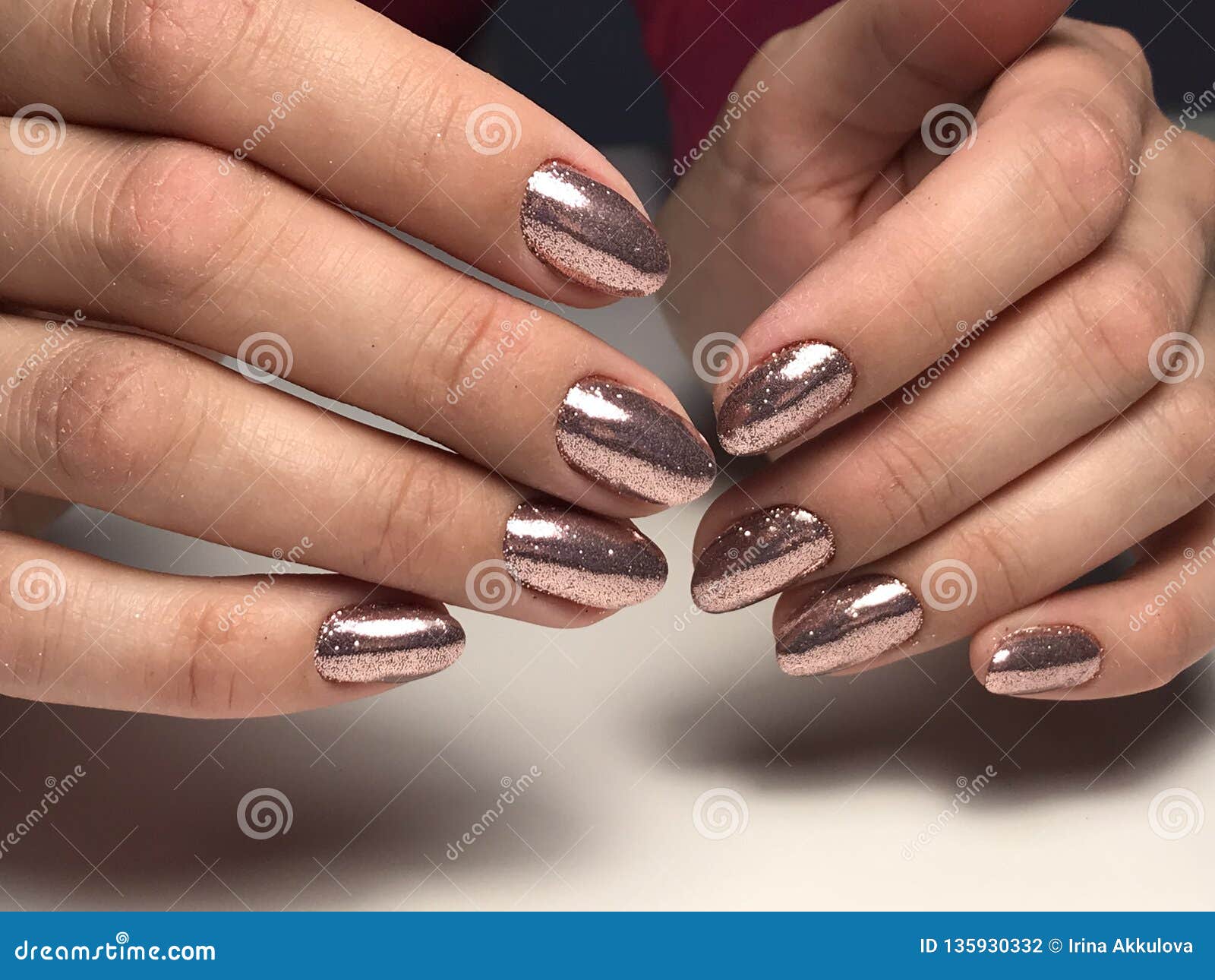 Bright Glitter Nails Design Stock Photo - Image of oval, hand: 135930332