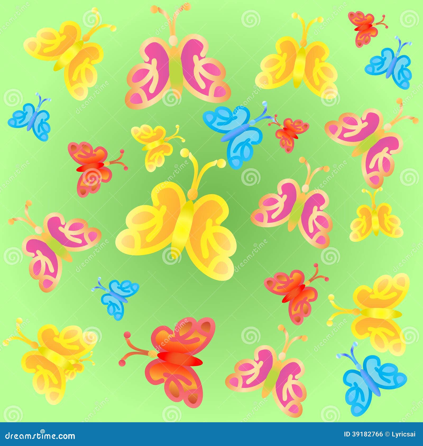 Bright Gradient Butterflies Stock Illustration - Illustration of flight ...