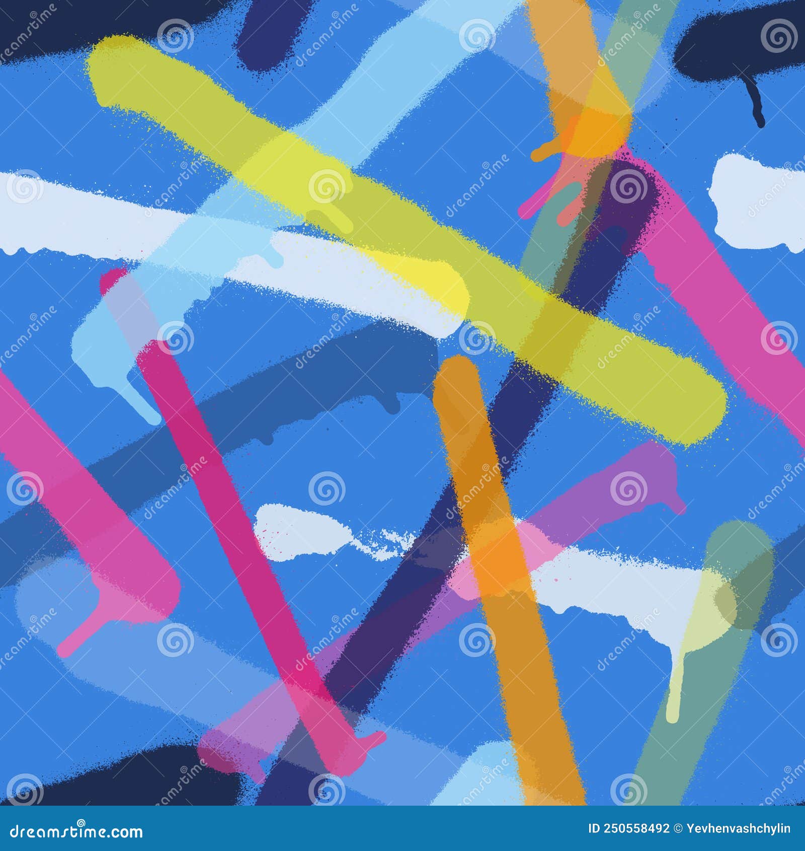 Bright Graffiti Spray Paint Seamless Pattern. Vector Illustration Stock