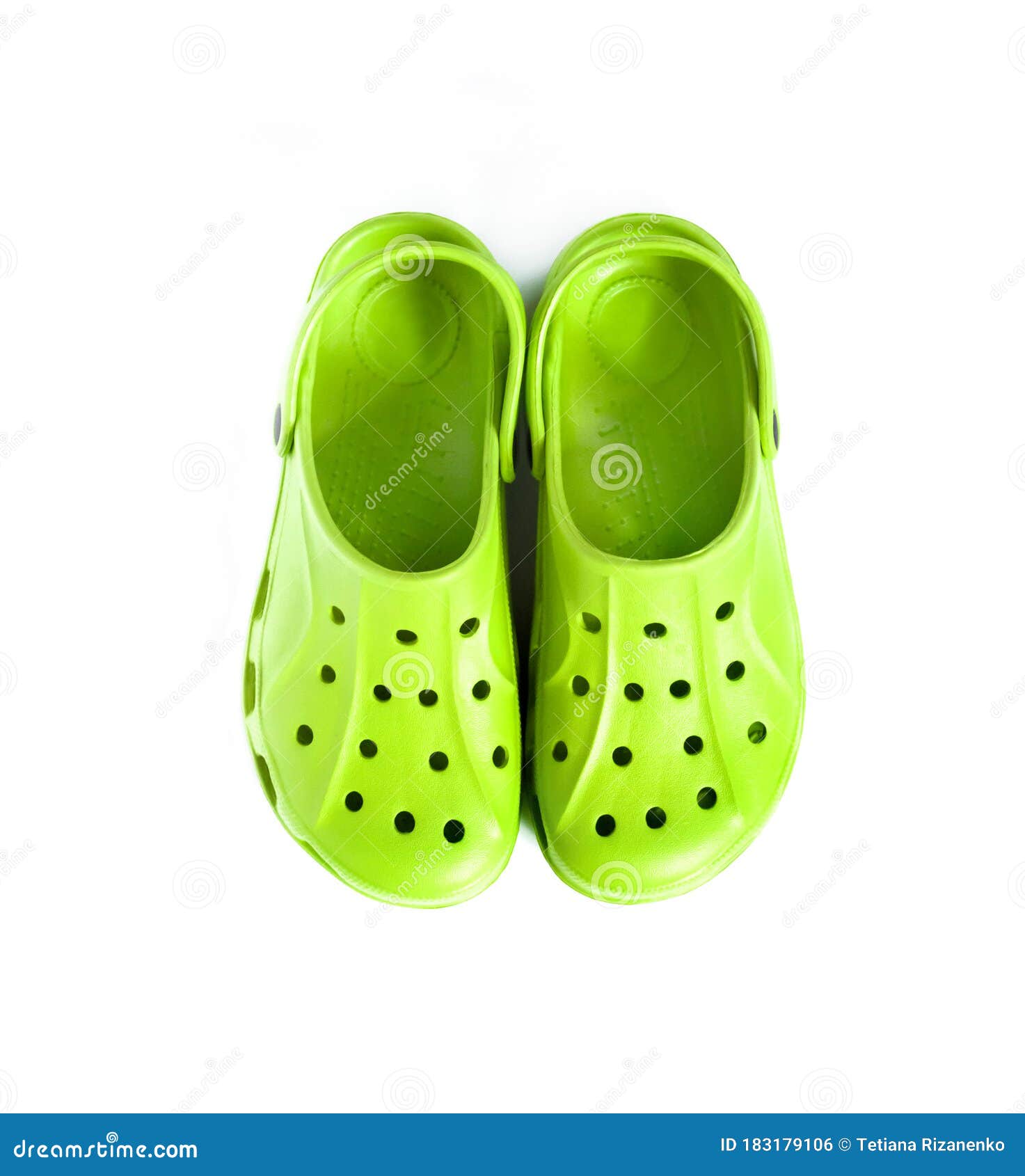 Bright Green Clogs Isolated on White Background Stock Photo - Image of ...