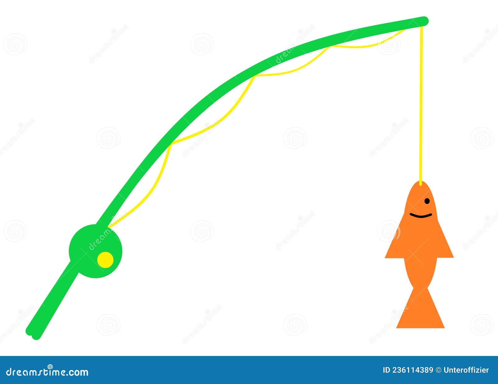 A Bright Green Fishing Rod Hooked Up on an Orange Fish Fishing