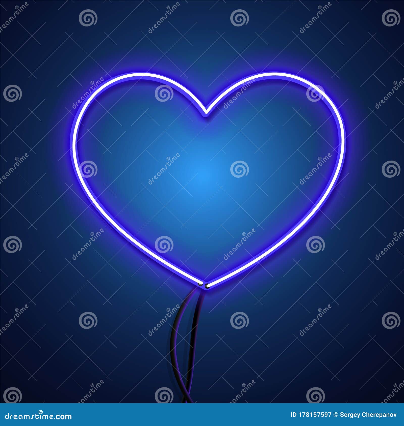 Bright Heart. Neon Sign. Retro Blue Neon Heart Sign On Dark Background ...