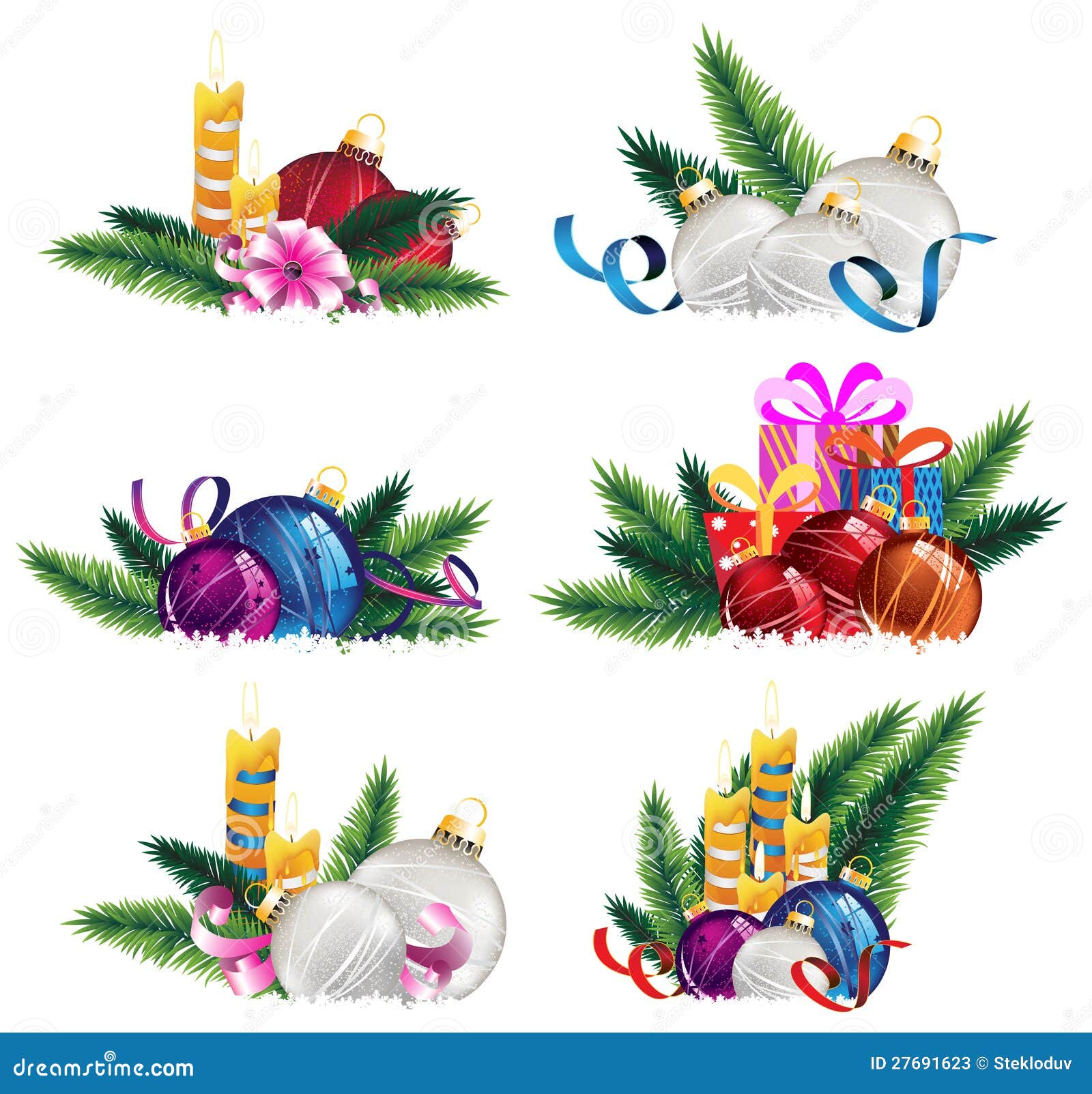 Bright Holiday Decoration Elements Stock Vector Illustration of