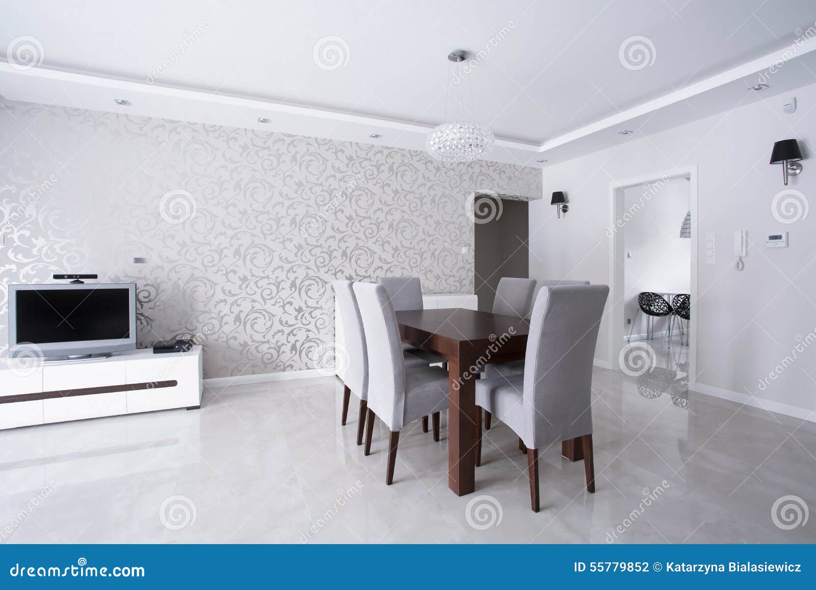 Bright Interior with Silver Walls Stock Photo Image of house, bright