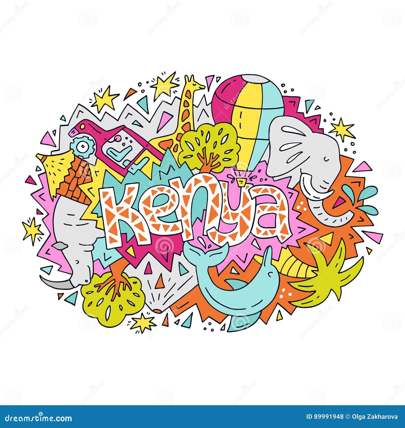 The Bright Kenya Symbols Illustration Stock Vector - Illustration of