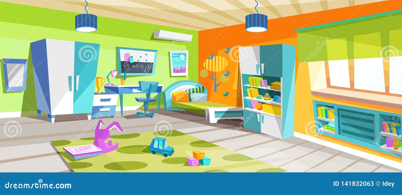Bright Kids Room With Beautiful Furniture Working And Study