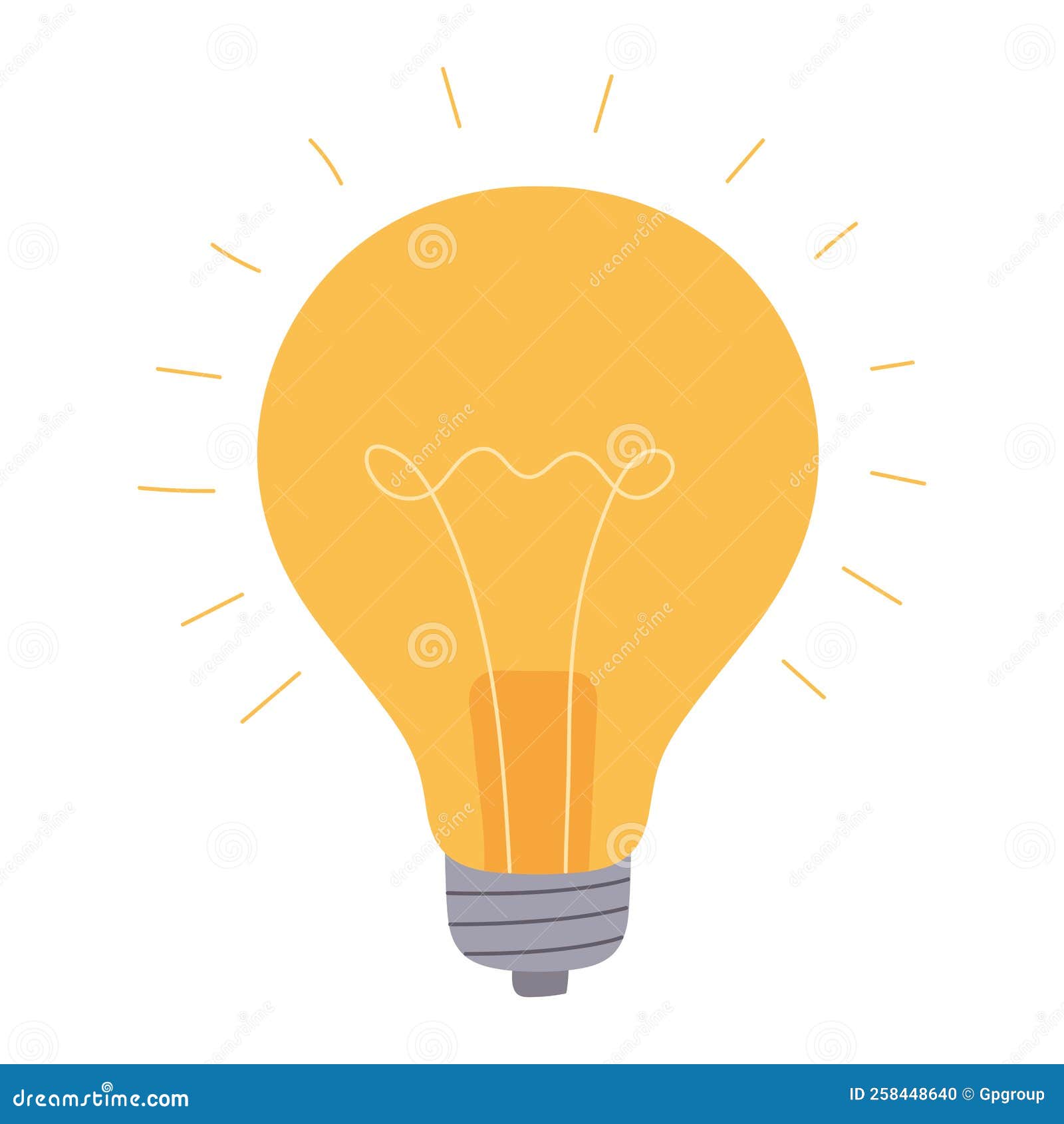 Bright light bulb stock vector. Illustration of intelligent 258448640