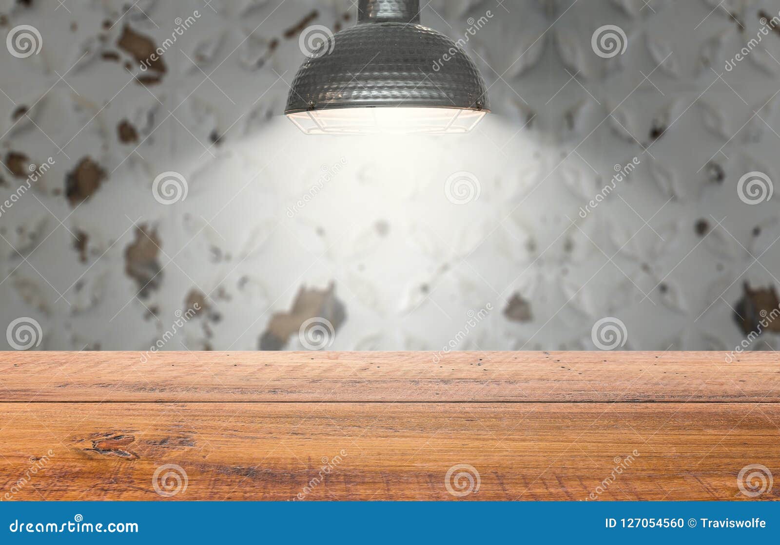bright light interrogation team wooden table lonely room for display. hanging lamp