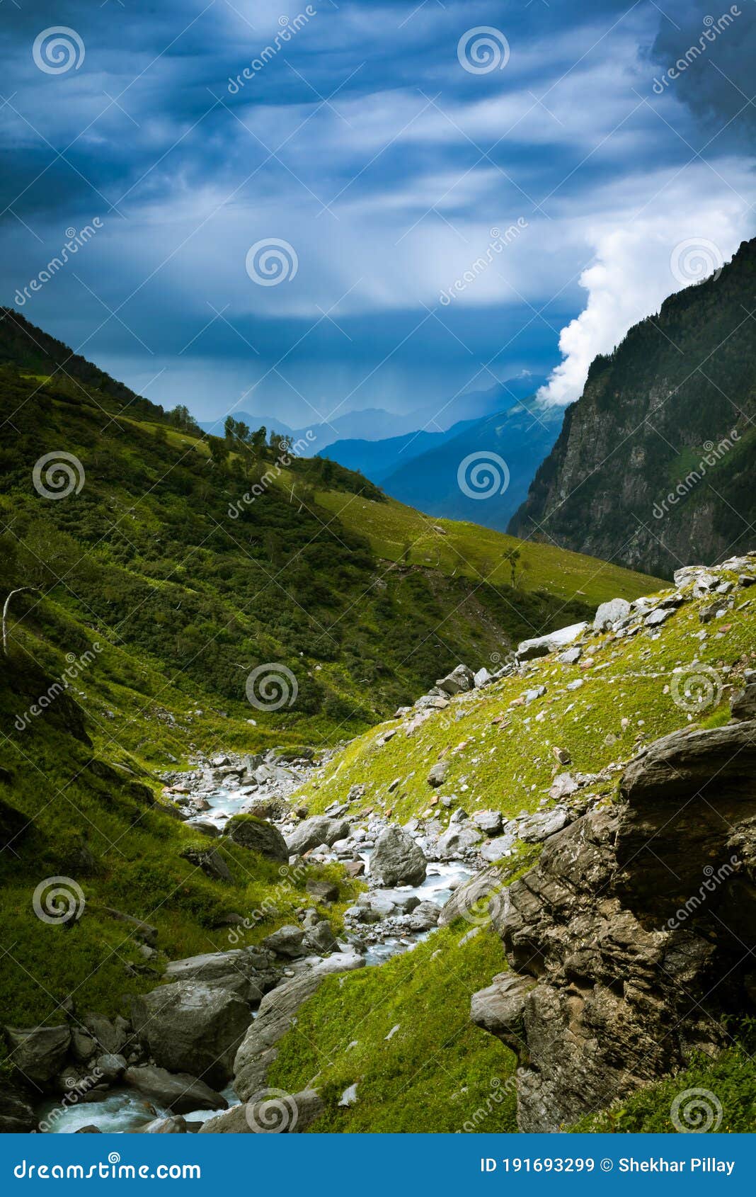 bright light and shade in the valley of himalaya.