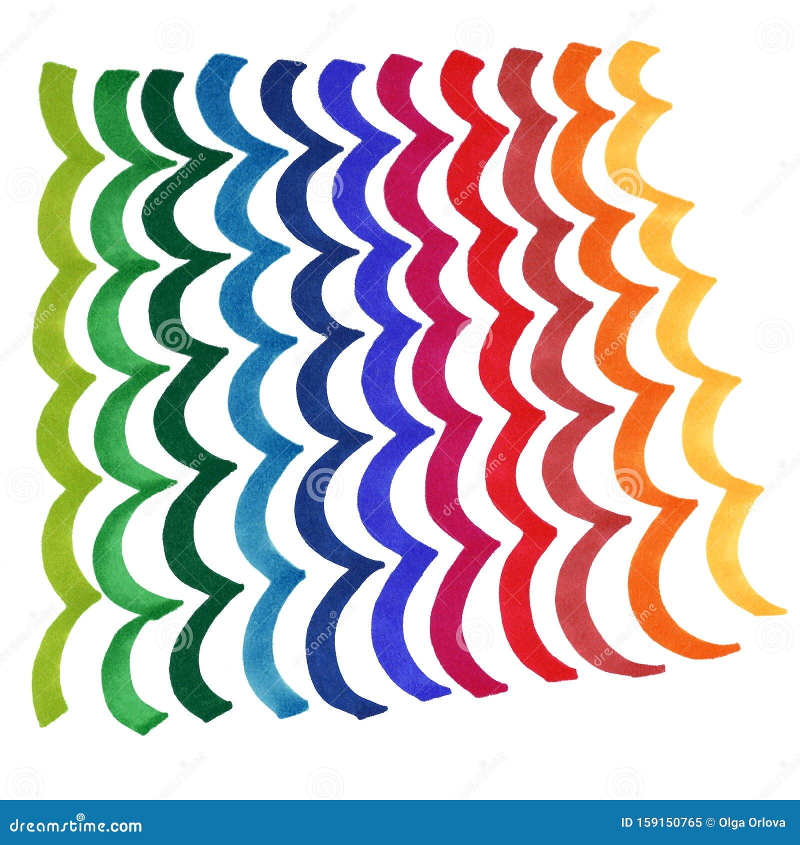 bright lines marker drawn with felt-tip pen curve wavy meaningless zigzag rainbow