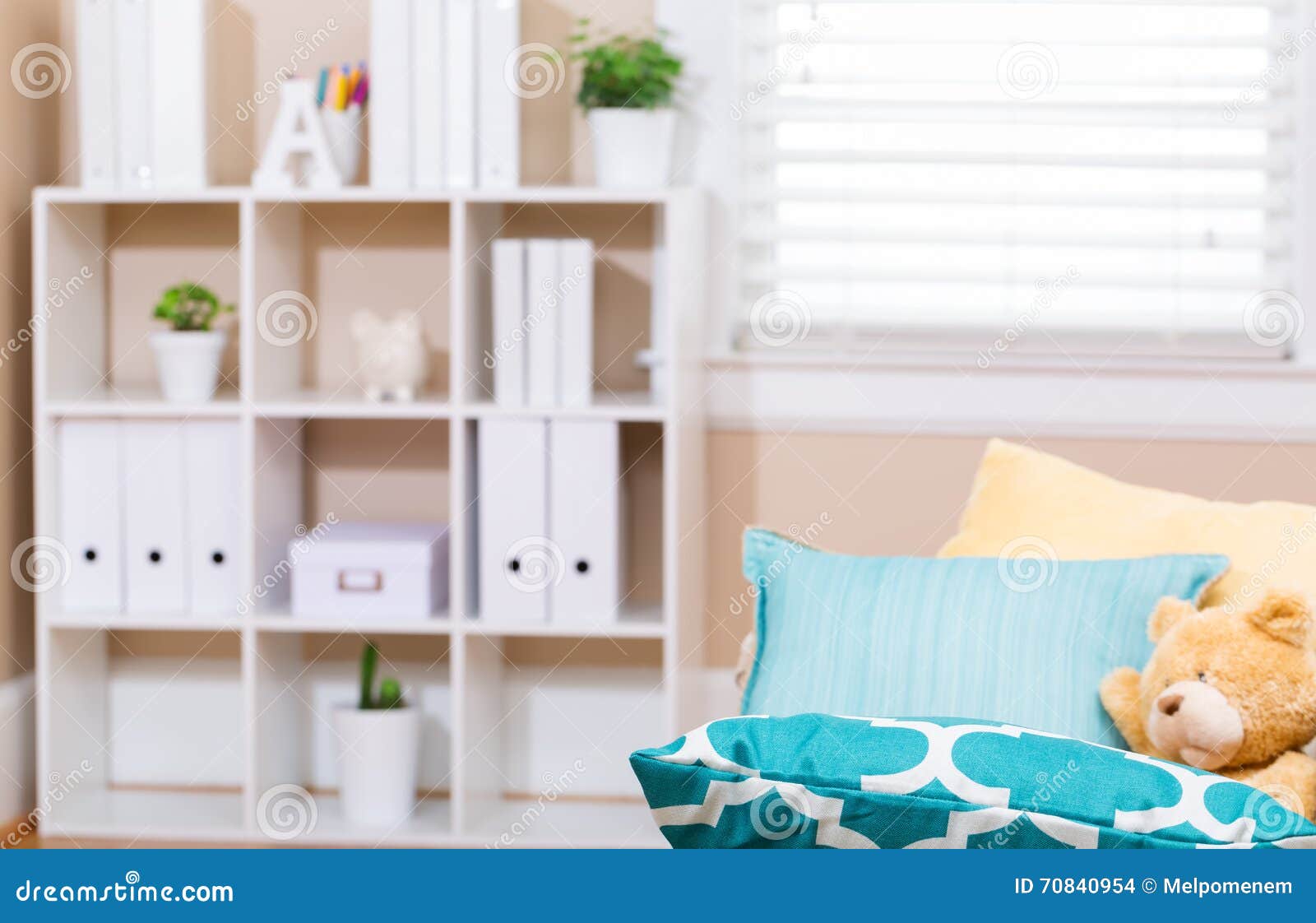 Bright Living Room Interior with a Teddy Bear Stock Photo Image of