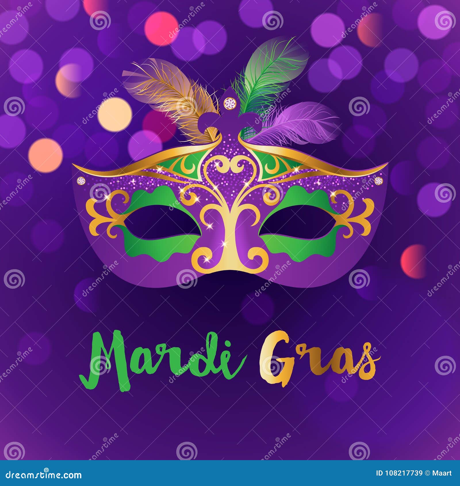 Bright Mardi Gras Background Stock Vector - Illustration of invitation ...