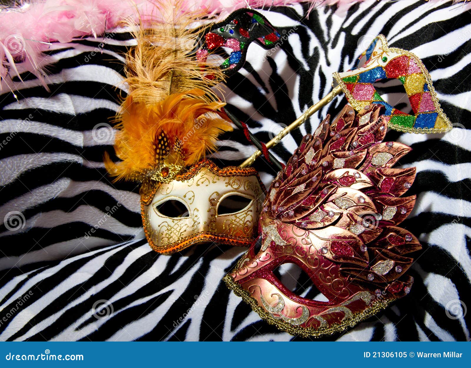 Bright Masquerade Masks on Retro Chair Stock Image Image of birthday