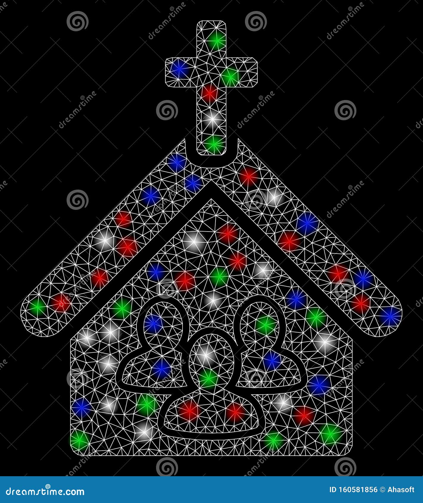 Bright Mesh Network Church People with Flare Spots Stock Vector