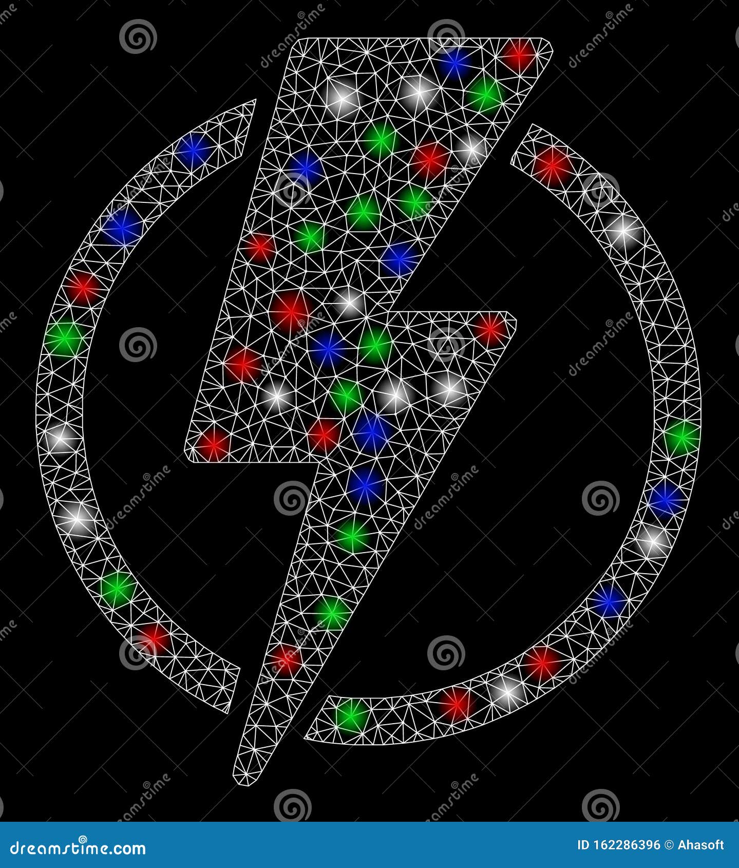 Bright Mesh 2D Electric Power with Light Spots Stock Vector