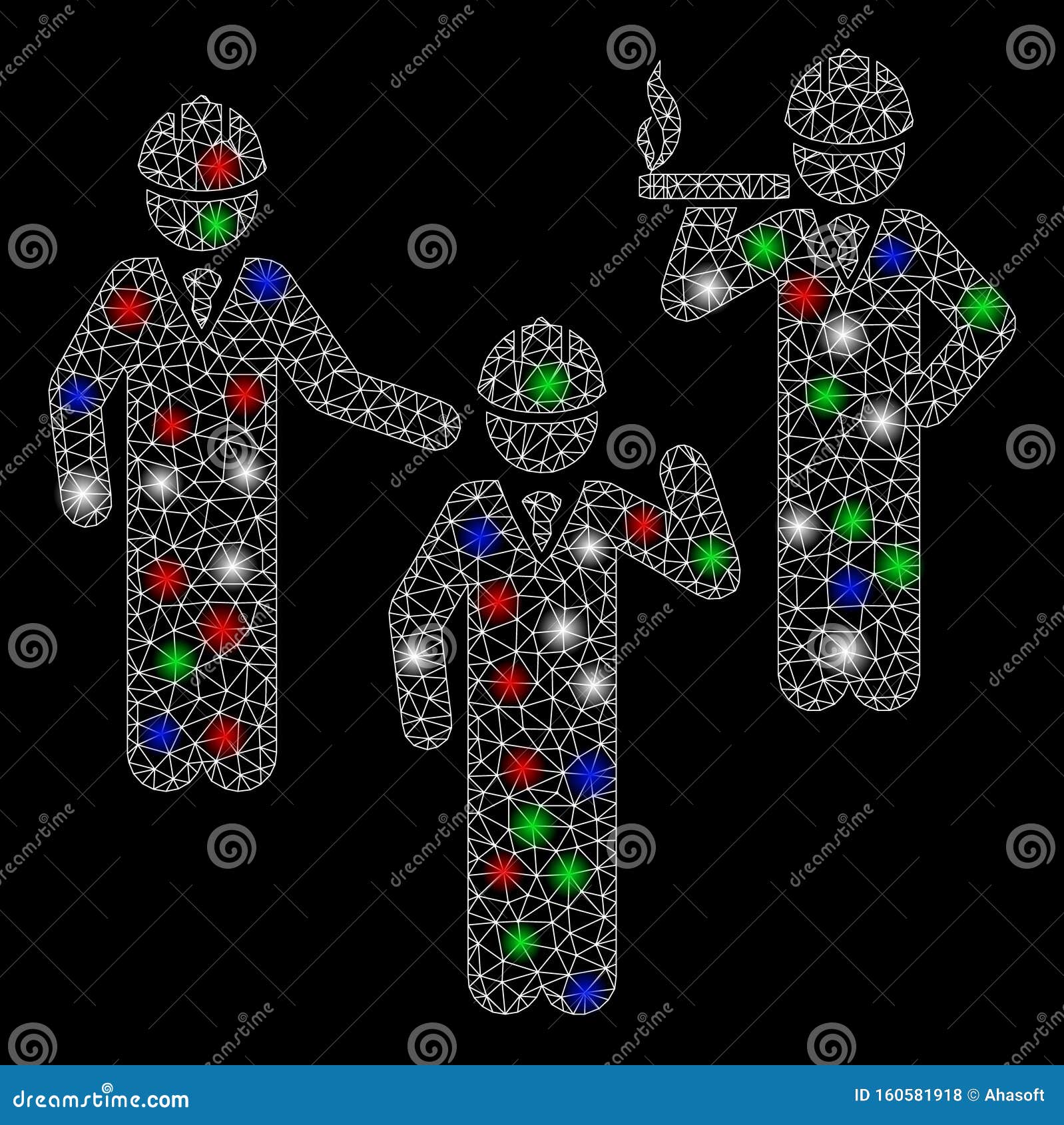 Bright Mesh 2D Engineer Persons Discussion with Flare Spots Stock