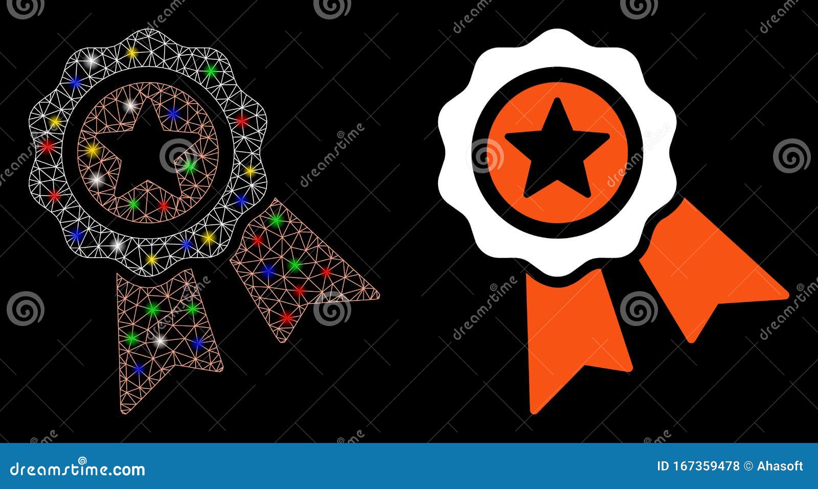 bright mesh 2d quality seal icon with flare spots
