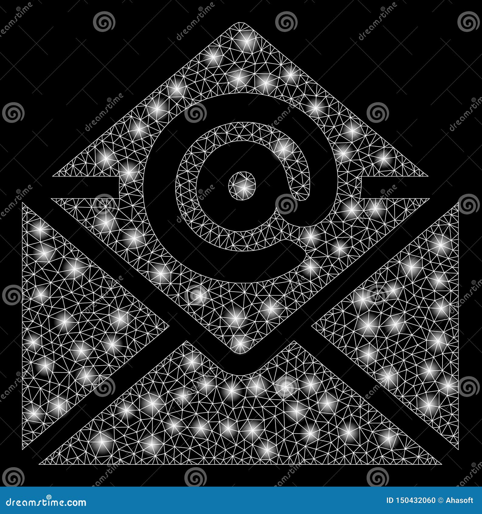 Bright Mesh Wire Frame Email with Flash Spots Stock Vector Illustration of flash, element