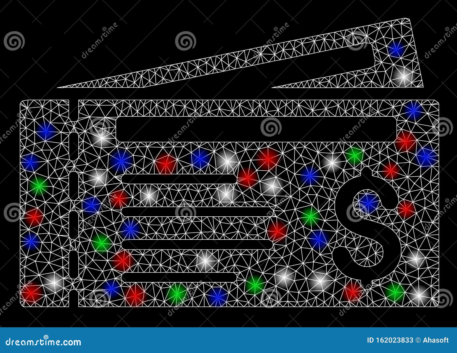 bright mesh network dollar cheques with flare spots
