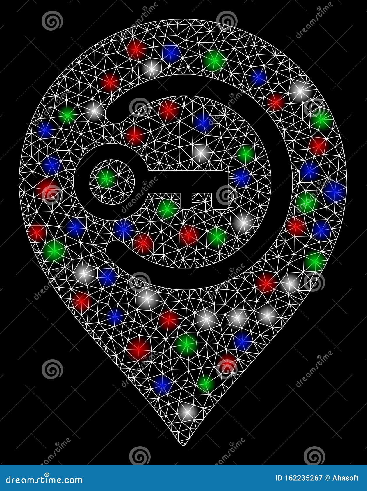 Bright Mesh Network Key Login Marker with Light Spots Stock Vector