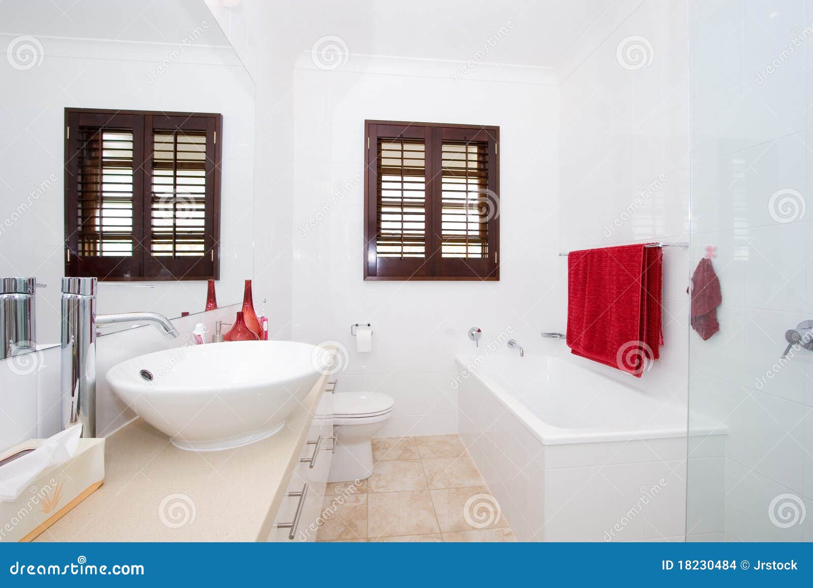 Bright Modern Bathroom stock photo. Image of counter 18230484