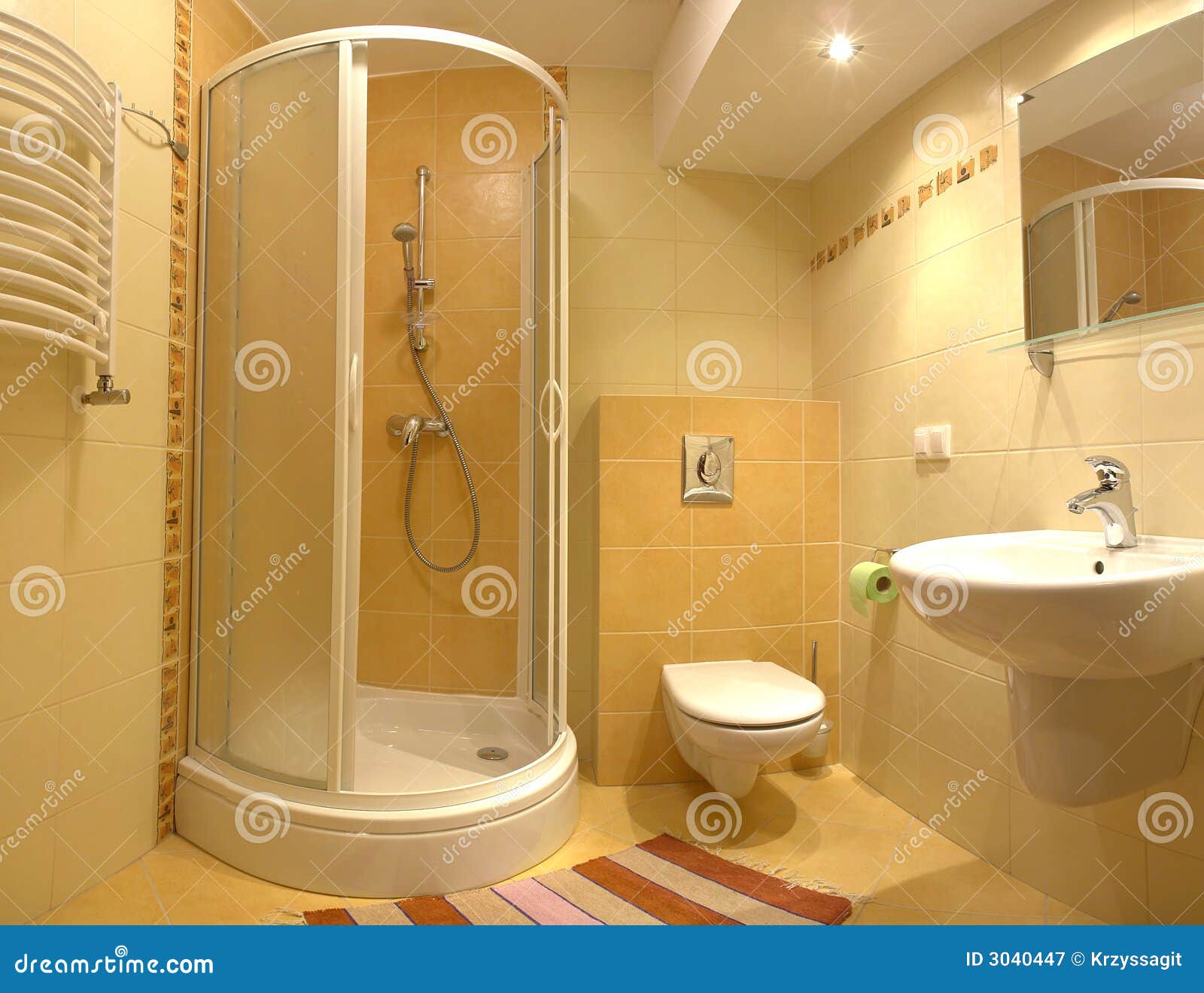 Bright modern bathroom stock image. Image of commode, utilities 3040447