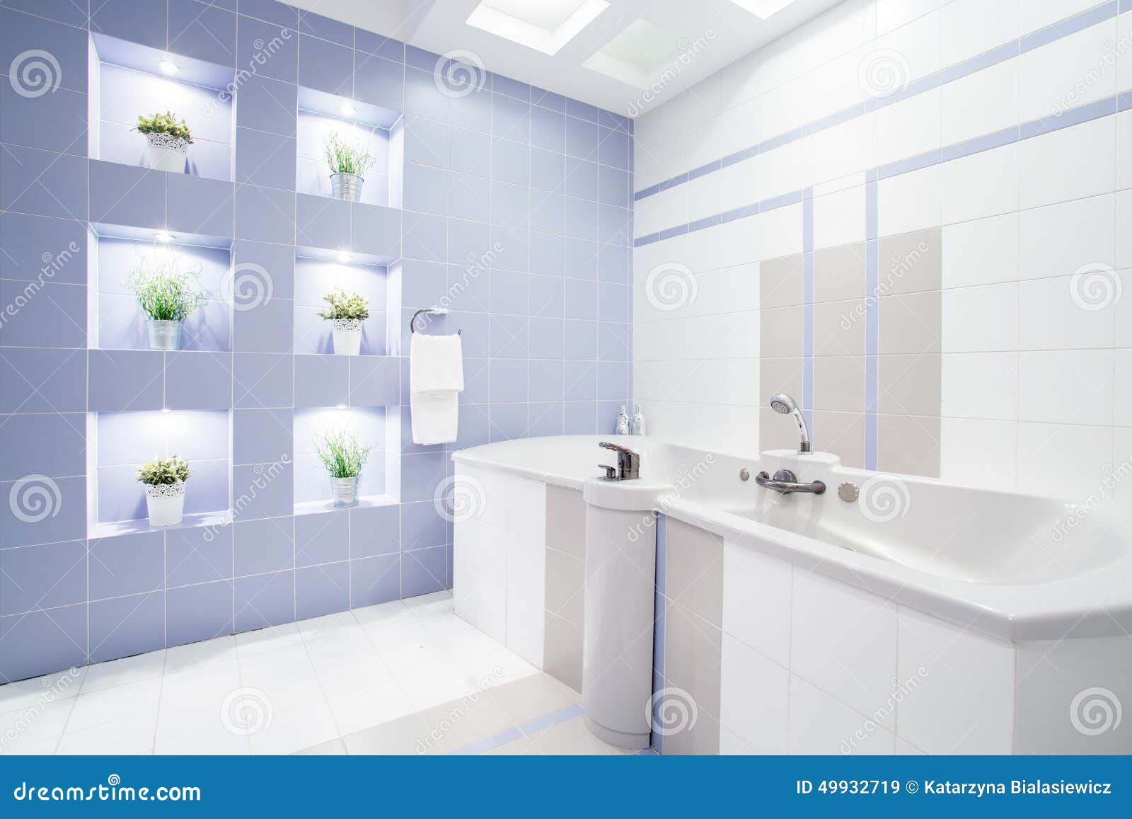 Bright Modern Bathroom with Enormous Bathtub Stock Image Image of