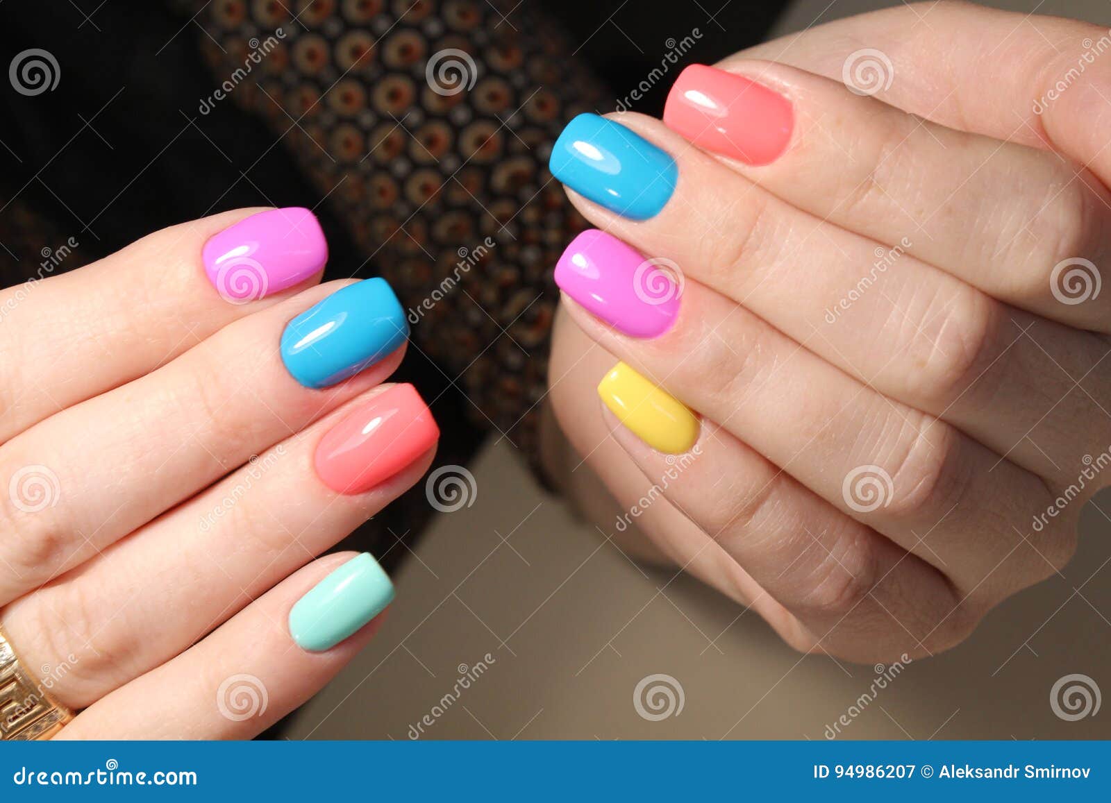 Bright Multi-colored Design of Manicure Stock Image - Image of colored ...