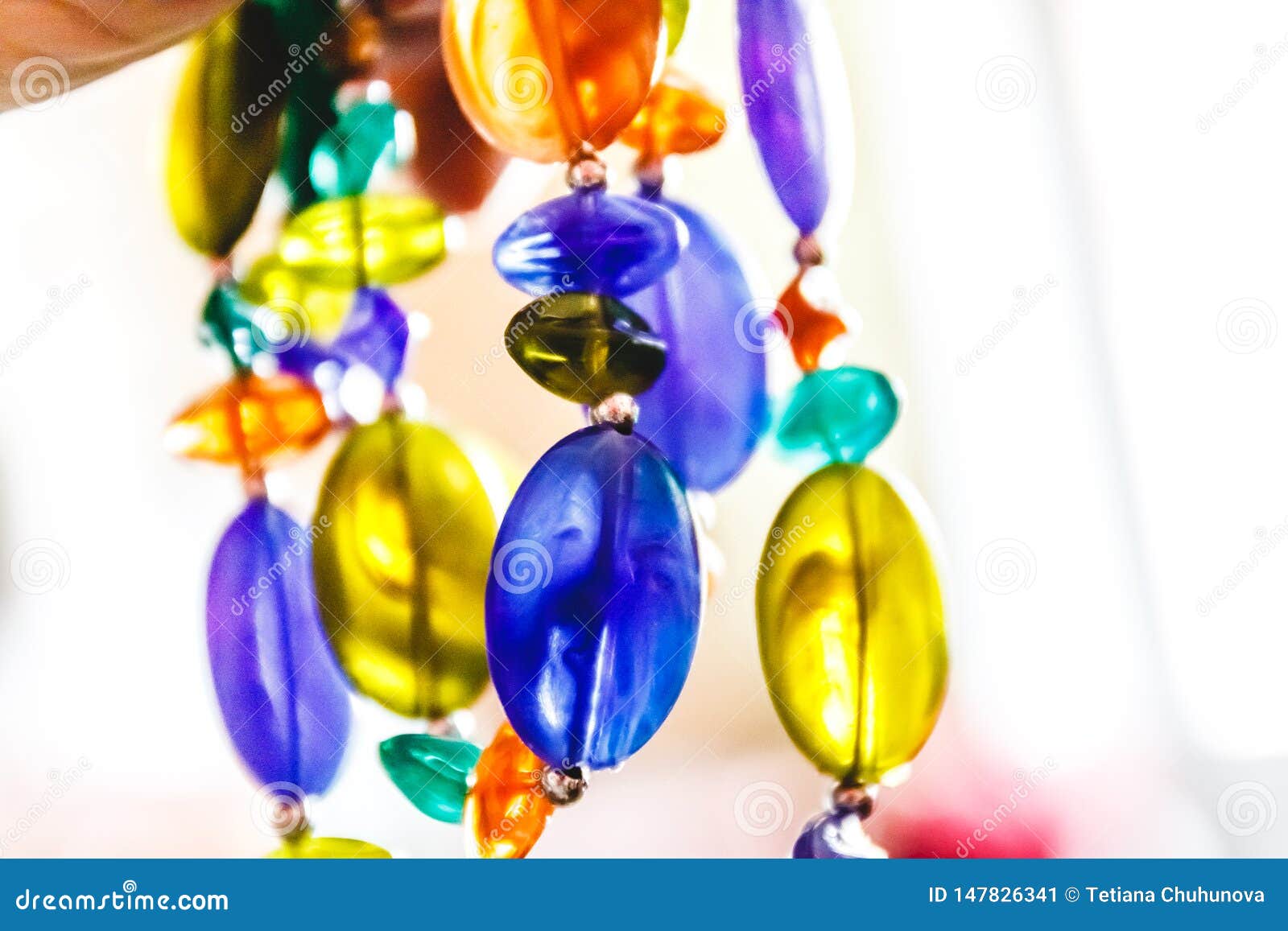 Bright Multicolored Glass Beads Closeup. Blur and Abstraction Stock