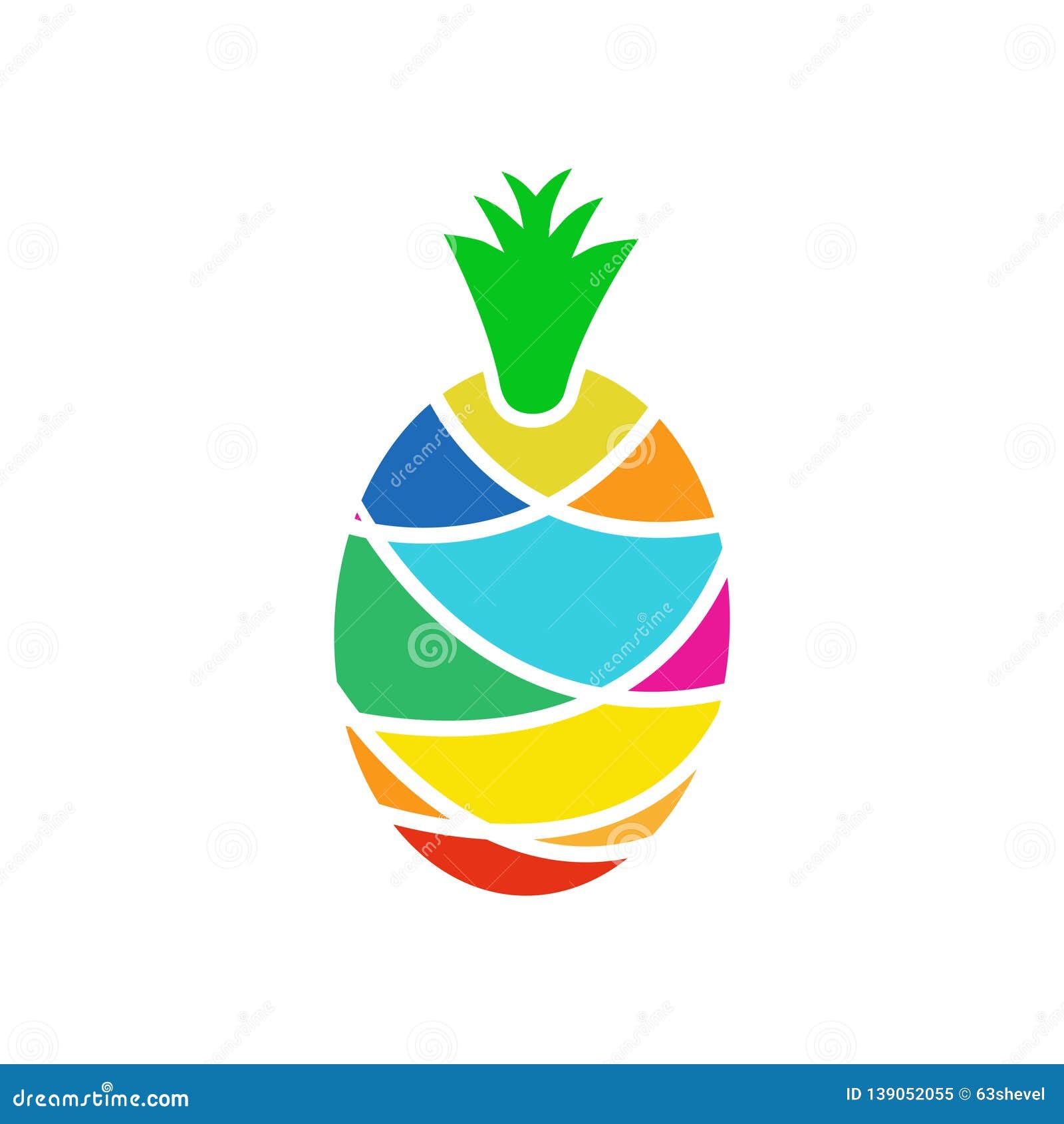 Bright Multicolored Pineapple.Isolated Vector Icon. Stock Vector