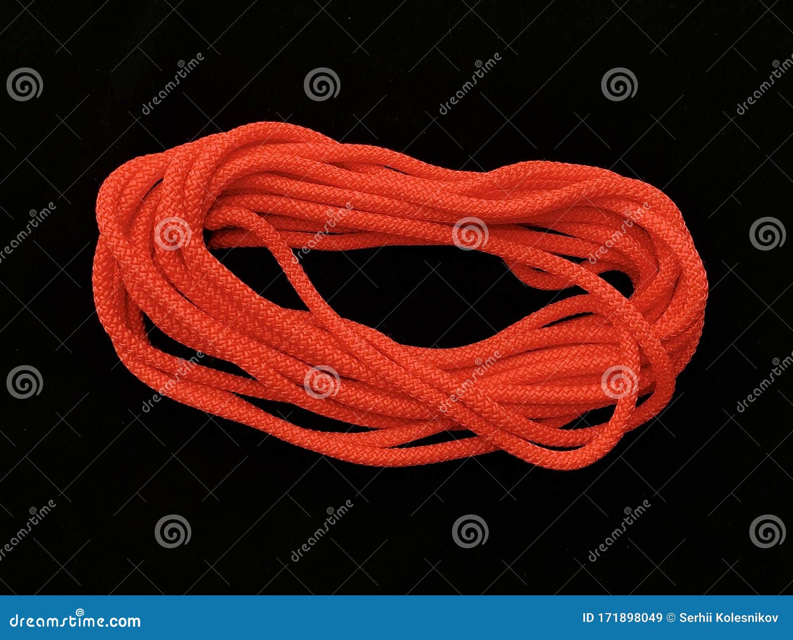 Bright Nylon Rope, on a Black Background. a Long Rope in a Bundle Stock  Image - Image of rope, textured: 171898049