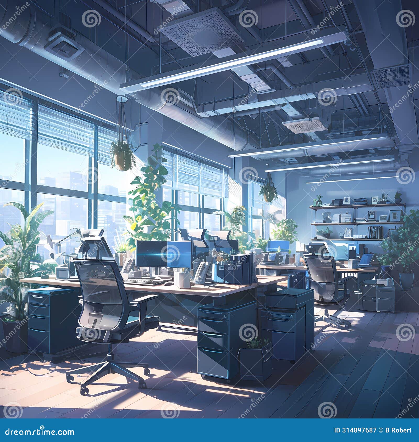 bright open office, ready for creative collaboration