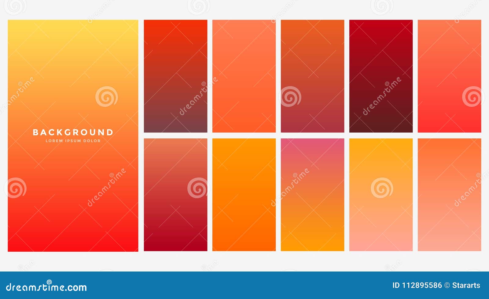 bright orange autumn color gradients set