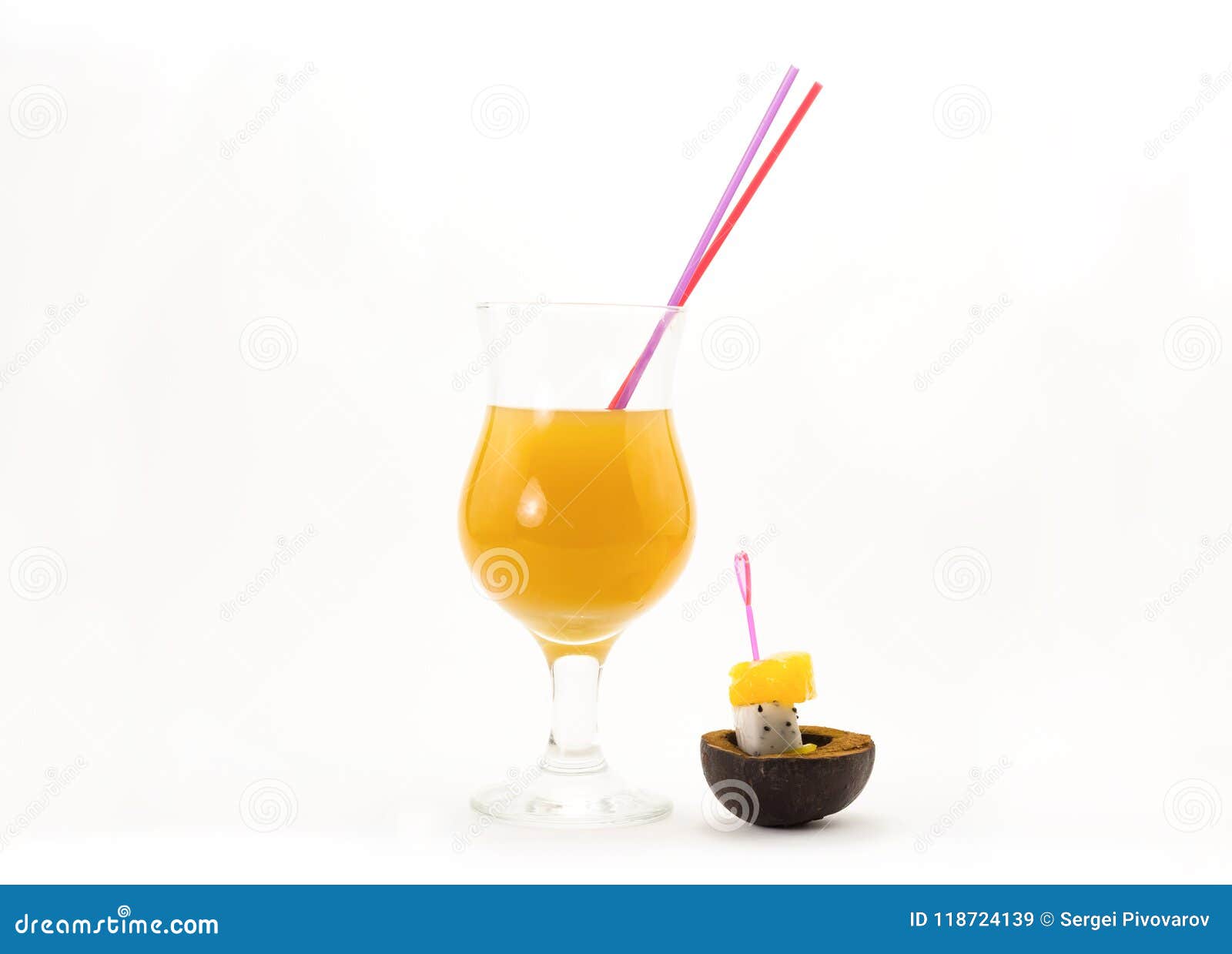 Bright Orange Sunny Cocktail Tube And Two Exotic Fruit And Yellow Melon On Skewers Pitah Eco Bright Orange Sunny Cocktail Tube And Two Exotic Fruit And Yellow Melon On Skewers Pitah Eco