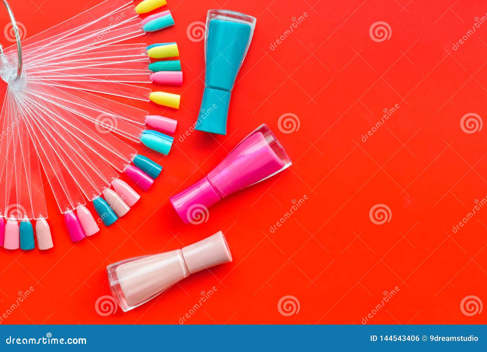 Download Palette And Nail Polish For Nail Artist Work On Red Desk ...