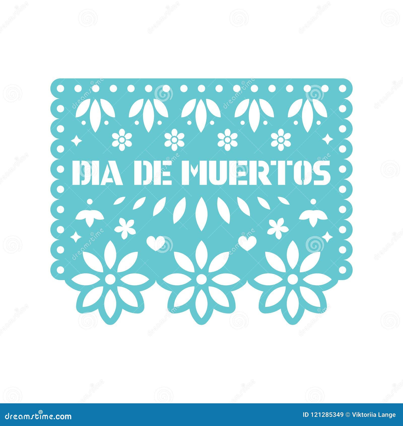 bright paper with cut out flowers and geometric s. papel picado.