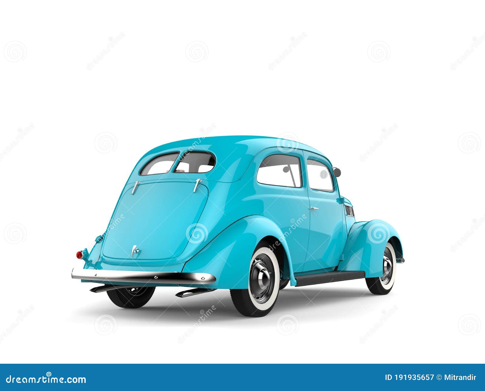 Bright Pastel Blue Old Vintage Car Back View Stock Illustration Illustration Of Classic Automobile 191935657