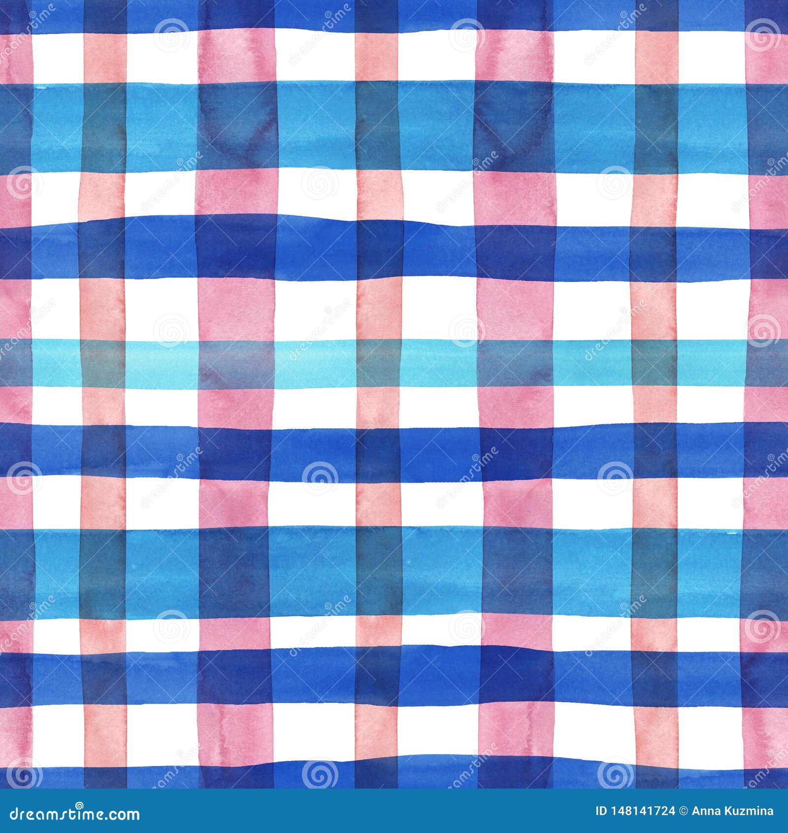 Bright Pastel Pink and Blue Plaid Checkered Seamless Pattern ...