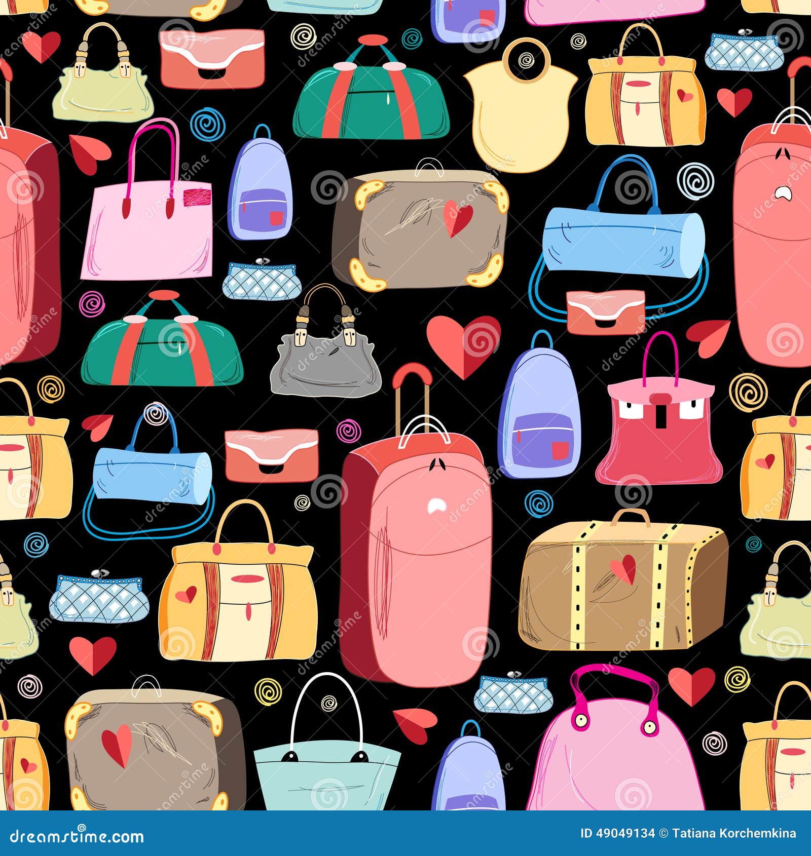 Bright pattern of bags stock vector. Illustration of elegance 49049134