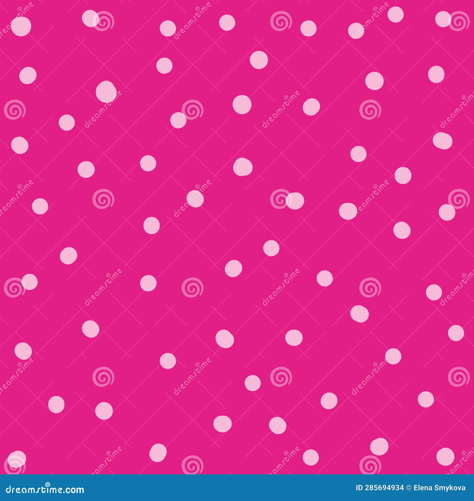 Bright Pink Background with White Dots, Cute Puppet Pattern Stock