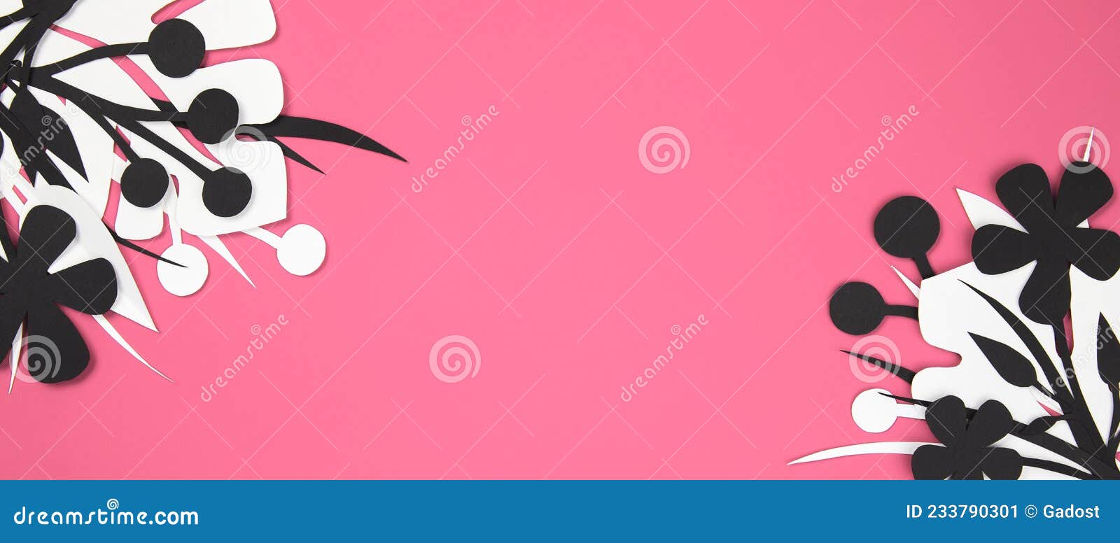 Pink Banner with White and Black Floral Paper Decor Stock Image - Image of  neutral, decoration: 233790301