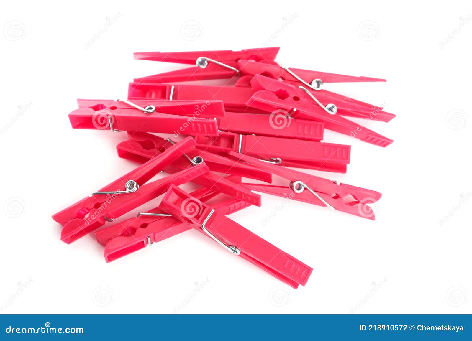 Bright Pink Plastic Clothespins on White Background, Above View Stock Photo Image of