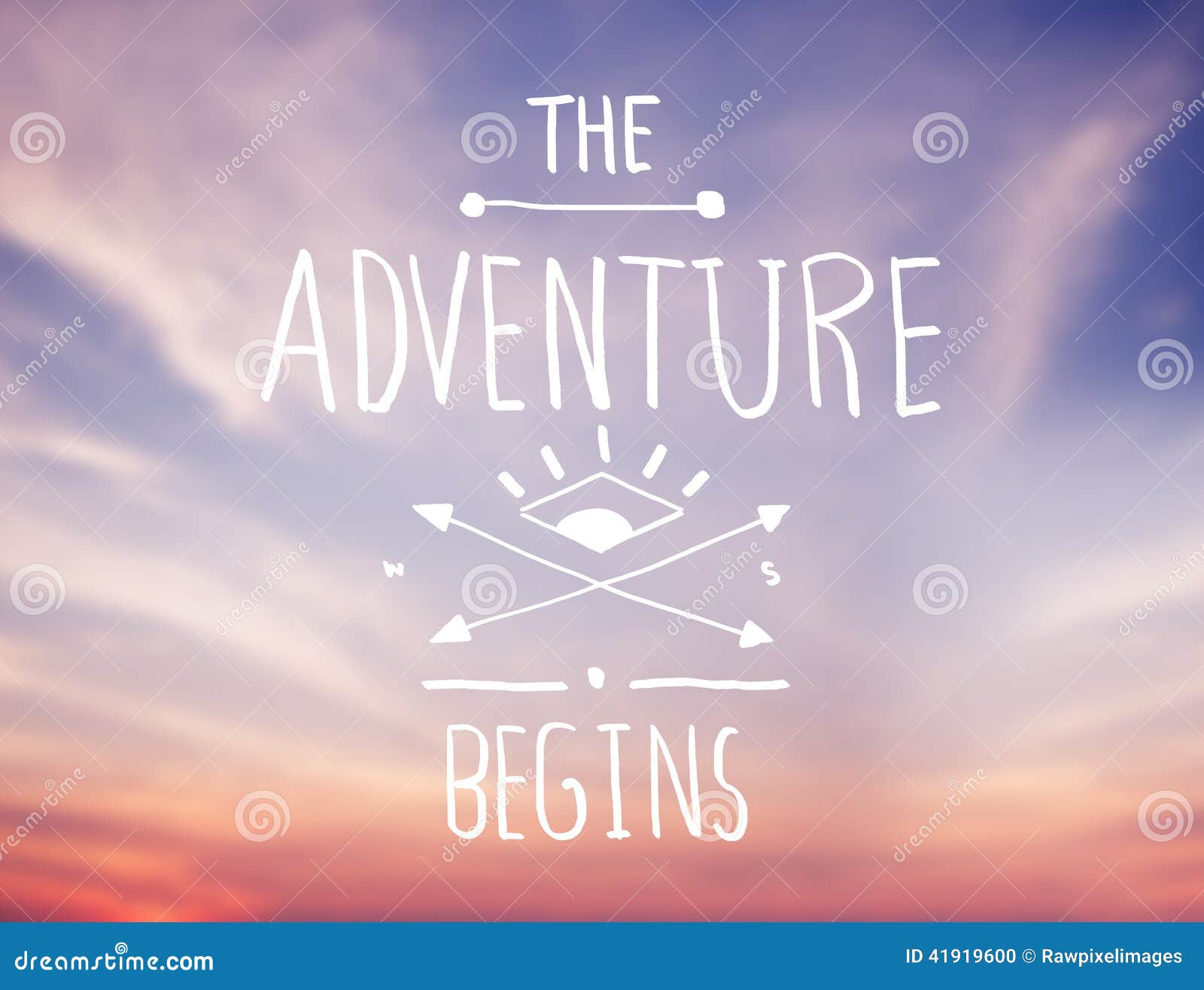 Bright Pink Sky with Adventure Quote Stock Illustration Illustration